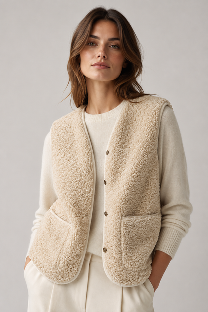 Women's Sleeveless Button Down Gilet Vest | Women | Lightweight Fabric Blend | Layering Waistcoat | Steven & Levon