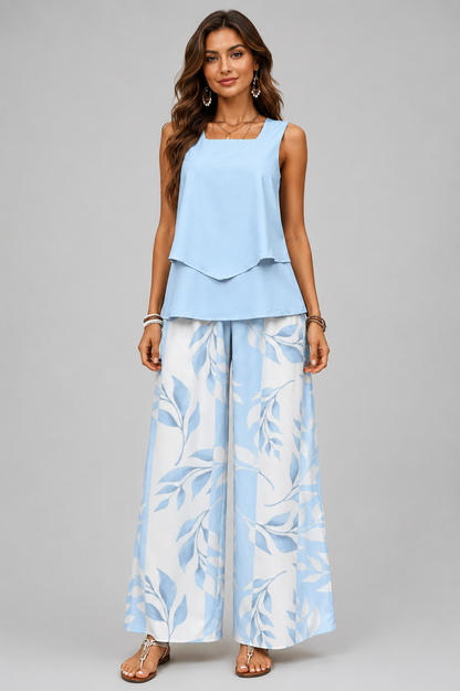 Women's Flowy Top & Relaxed Bottoms Set | Elegant Two-Piece Outfit | Steven & Levon