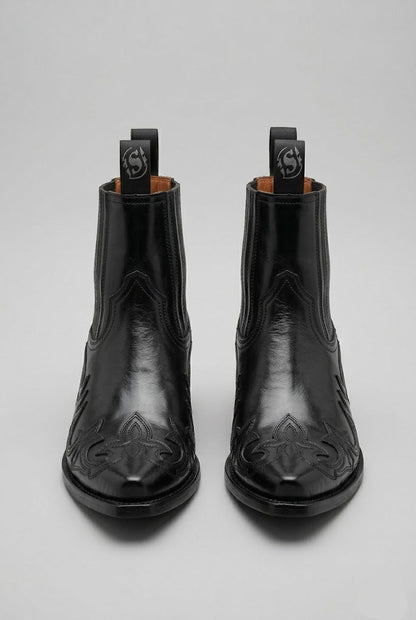 Men's Cowboy Boots | Vintage Western Style | Stitched Detail Ankle Boots | Steven & Levon
