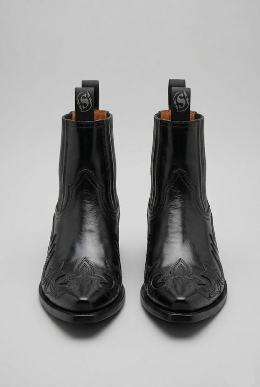 Men's Cowboy Boots | Vintage Western Style | Stitched Detail Ankle Boots | Steven & Levon
