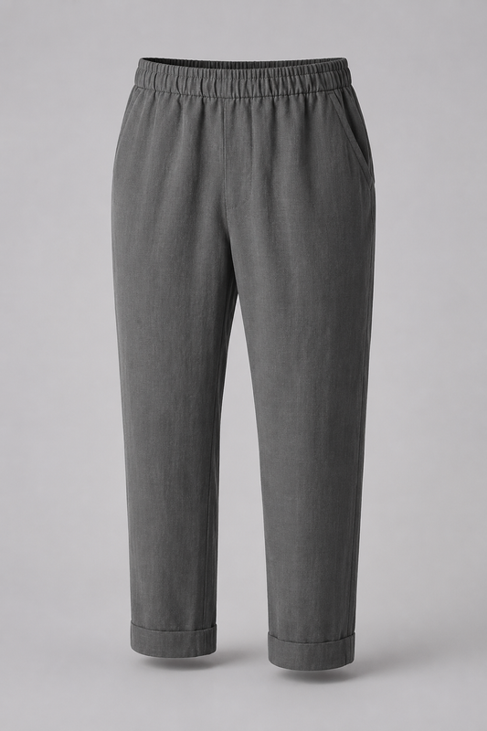 Linen Tapered Cropped Trousers | Women | Cuffed Hem | Lightweight Casual Pants | Steven & Levon