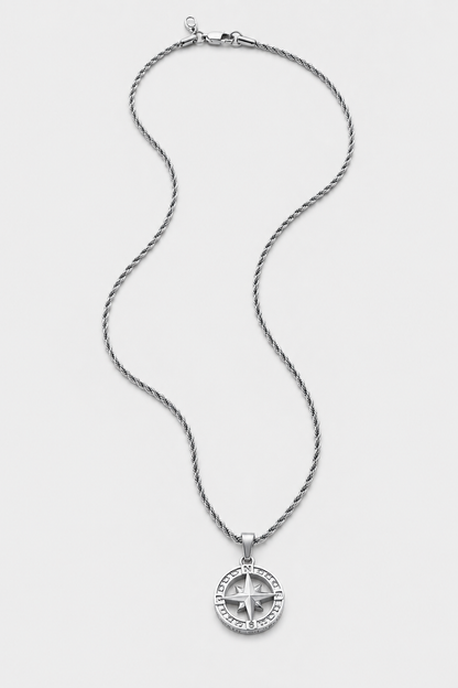 Silver North Star Pendant | Men | Stainless Steel | Star Design | Statement Necklace | Steven & Levon