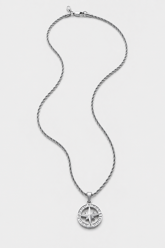 Silver North Star Pendant | Men | Stainless Steel | Star Design | Statement Necklace | Steven & Levon