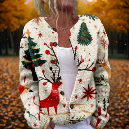 Reindeer Knit Cardigan | Women's Cozy Christmas Sweater | Steven & Levon