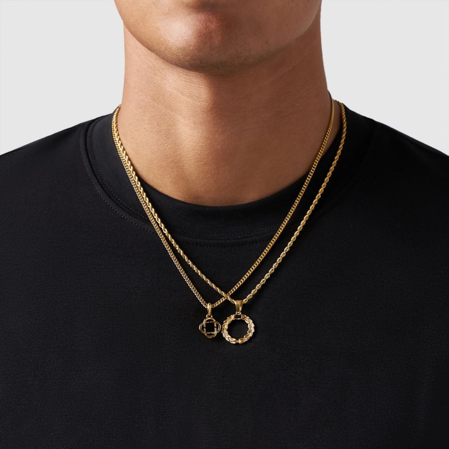 Gold Pendant Set | Unisex | Stainless Steel | Customisable Jewellery | Layered Necklace Set | Steven & Levon