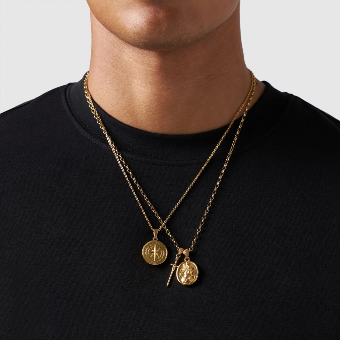 Gold Pendant Set | Unisex | Stainless Steel | Customisable Jewellery | Layered Necklace Set | Steven & Levon