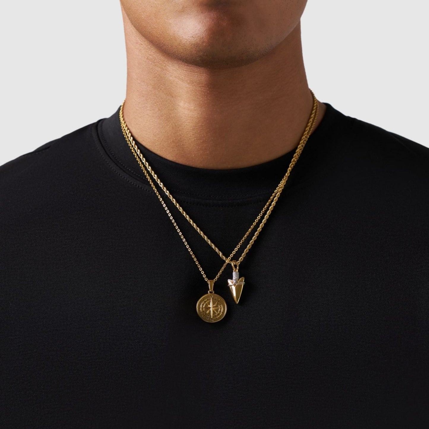 Gold Pendant Set | Unisex | Stainless Steel | Customisable Jewellery | Layered Necklace Set | Steven & Levon
