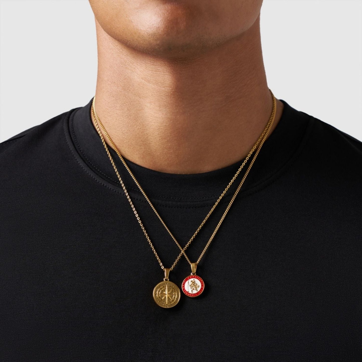 Gold Pendant Set | Unisex | Stainless Steel | Customisable Jewellery | Layered Necklace Set | Steven & Levon