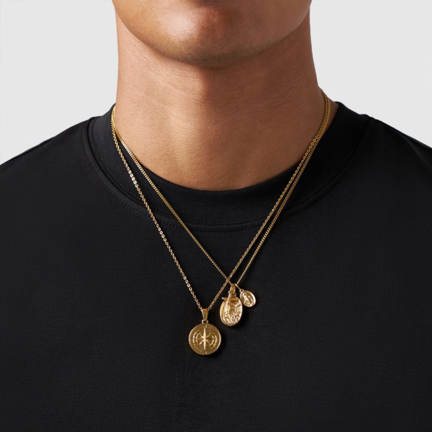 Gold Pendant Set | Unisex | Stainless Steel | Customisable Jewellery | Layered Necklace Set | Steven & Levon