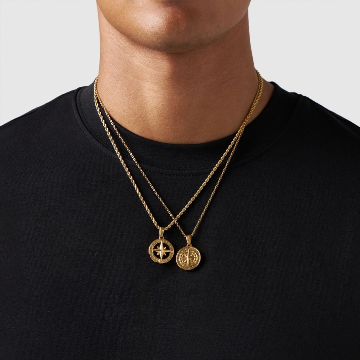 Gold Pendant Set | Unisex | Stainless Steel | Customisable Jewellery | Layered Necklace Set | Steven & Levon