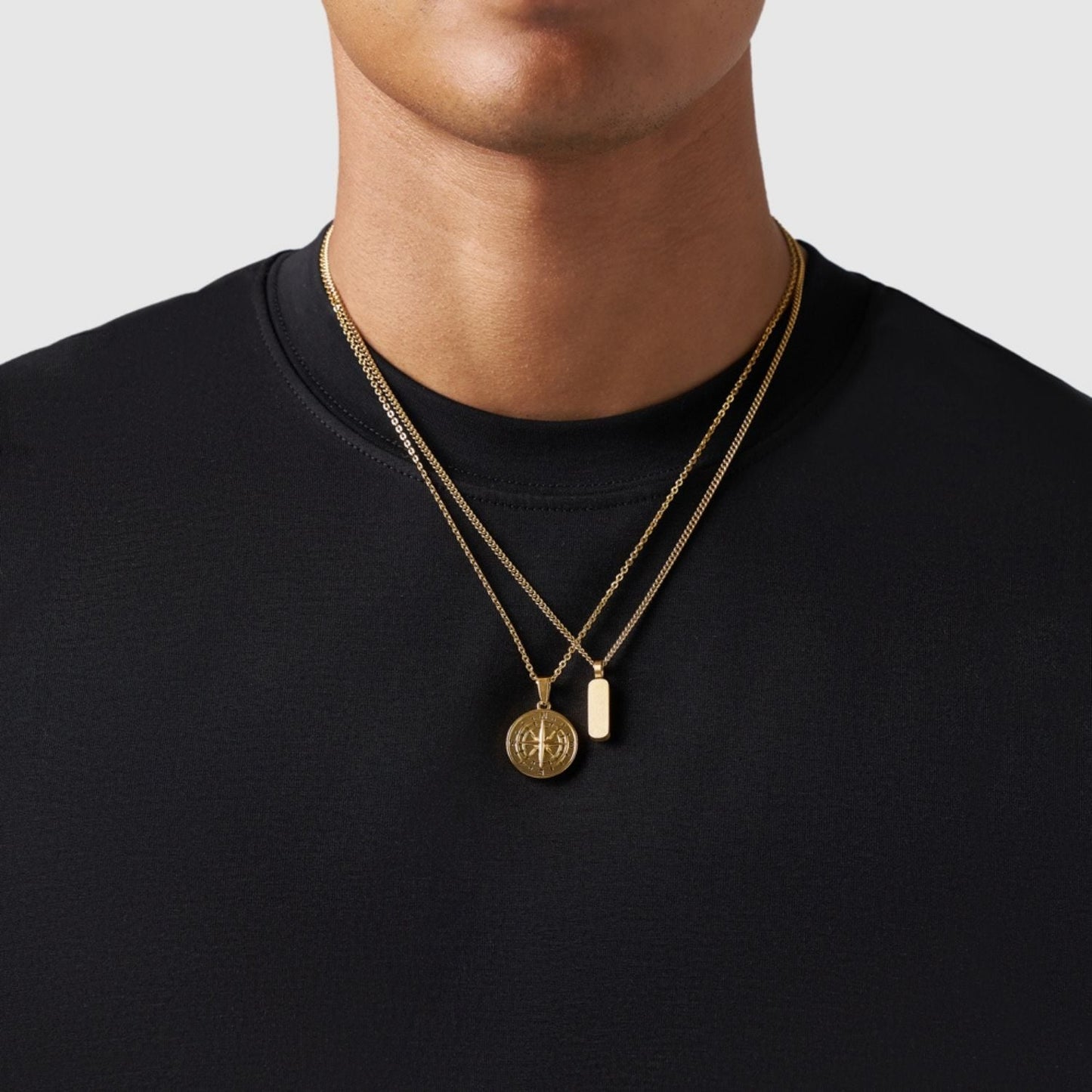 Gold Pendant Set | Unisex | Stainless Steel | Customisable Jewellery | Layered Necklace Set | Steven & Levon