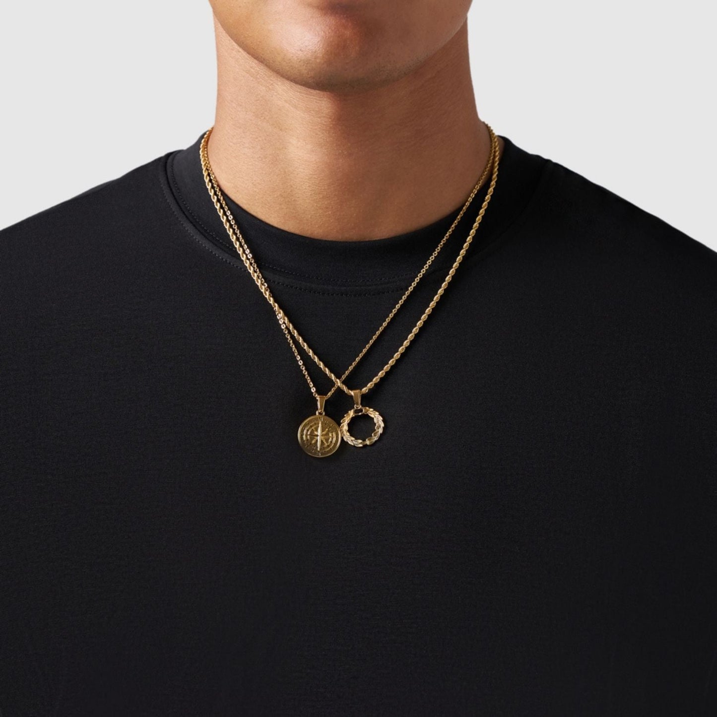 Gold Pendant Set | Unisex | Stainless Steel | Customisable Jewellery | Layered Necklace Set | Steven & Levon
