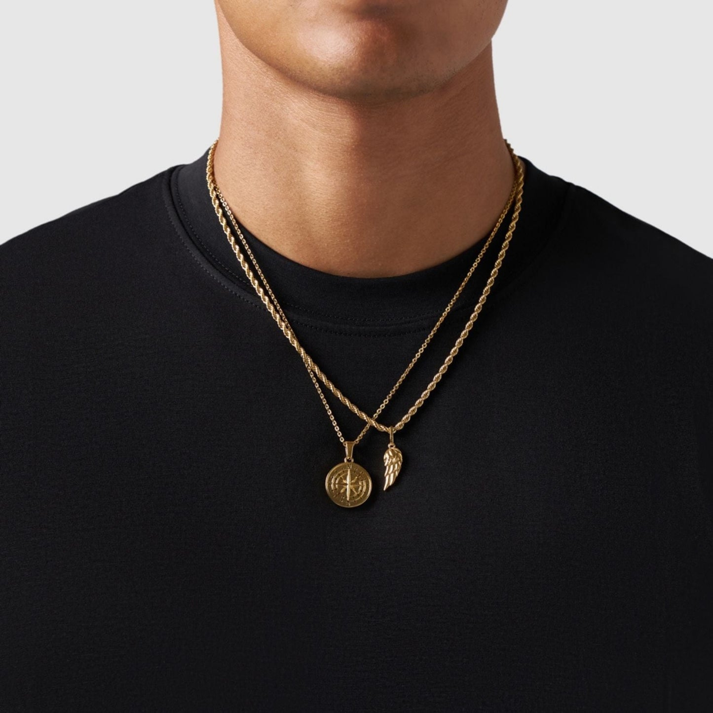 Gold Pendant Set | Unisex | Stainless Steel | Customisable Jewellery | Layered Necklace Set | Steven & Levon