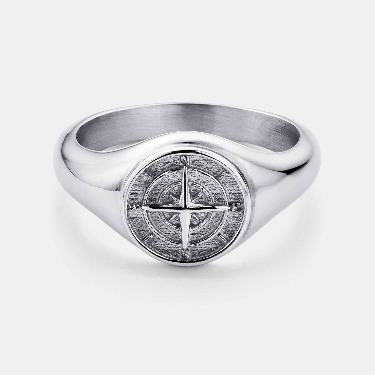 Compass Signet Ring | Gold or Silver | Unisex | Stainless Steel | Compass Design | Steven & Levon