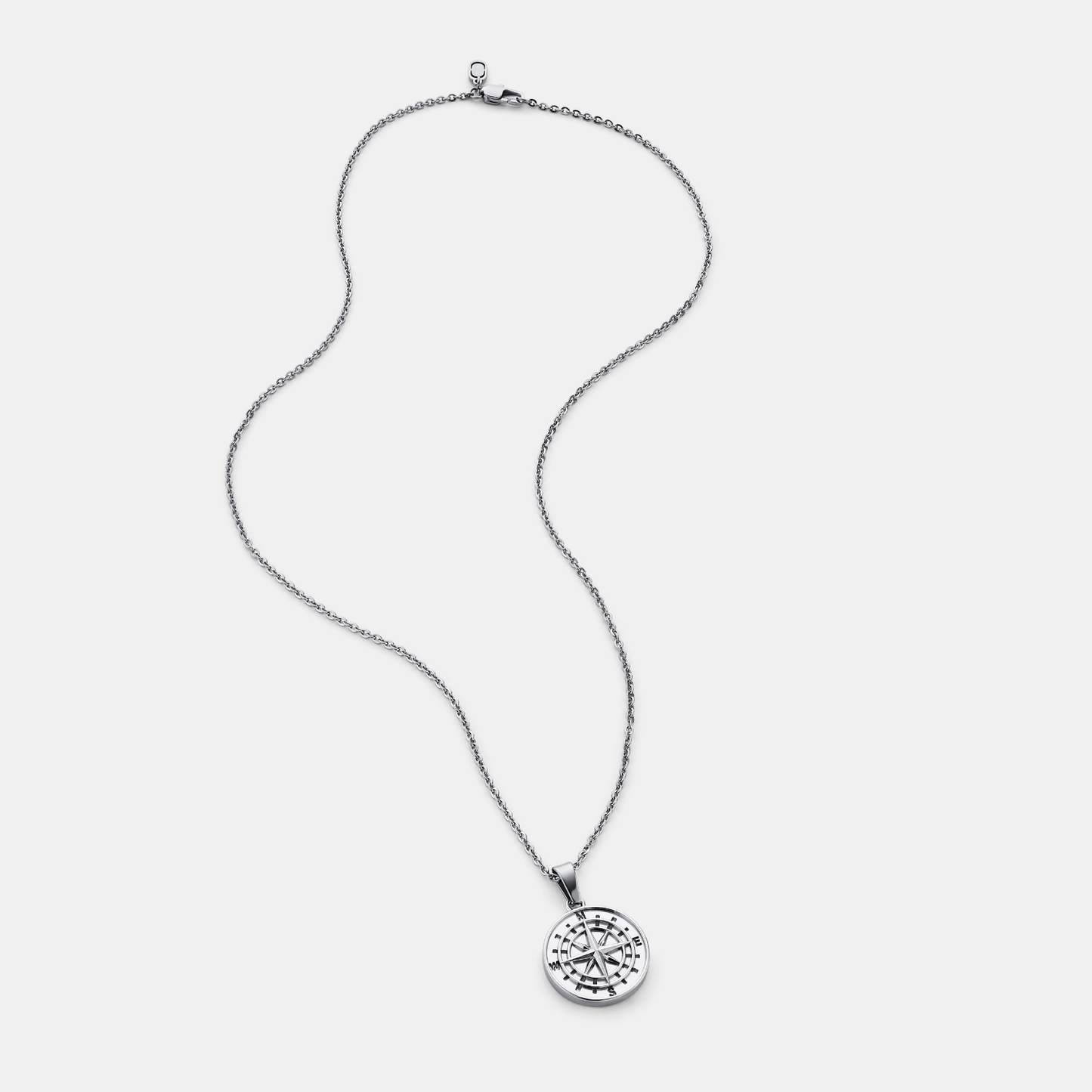 Silver Compass Pendant | Men | Stainless Steel | Nautical Design | Statement Necklace | Steven & Levon