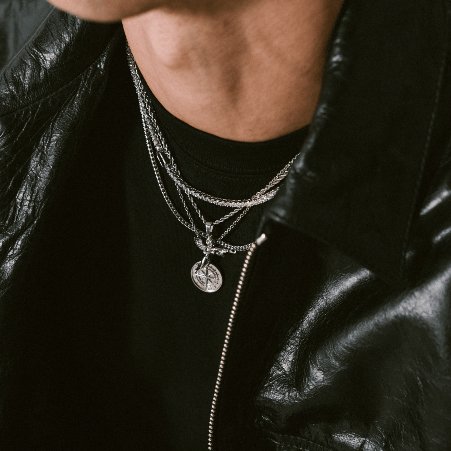 Silver Compass Pendant | Men | Stainless Steel | Nautical Design | Statement Necklace | Steven & Levon
