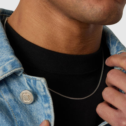 Silver 2mm Chain | Men | Stainless Steel | Polished Finish | Everyday Jewellery | Steven & Levon
