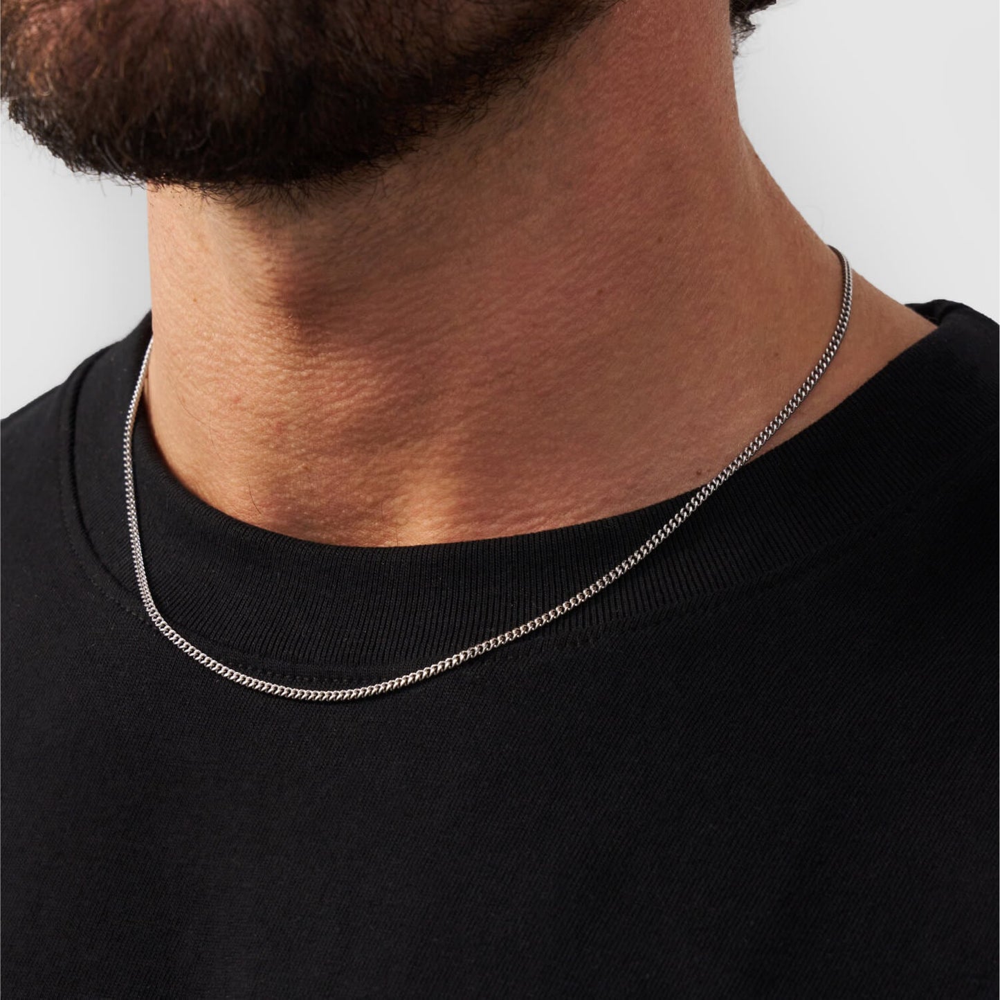 Silver 2mm Chain | Men | Stainless Steel | Polished Finish | Everyday Jewellery | Steven & Levon