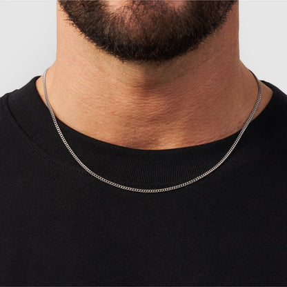 Silver 2mm Chain | Men | Stainless Steel | Polished Finish | Everyday Jewellery | Steven & Levon