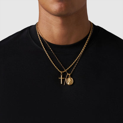 Gold Pendant Set | Unisex | Stainless Steel | Customisable Jewellery | Layered Necklace Set | Steven & Levon