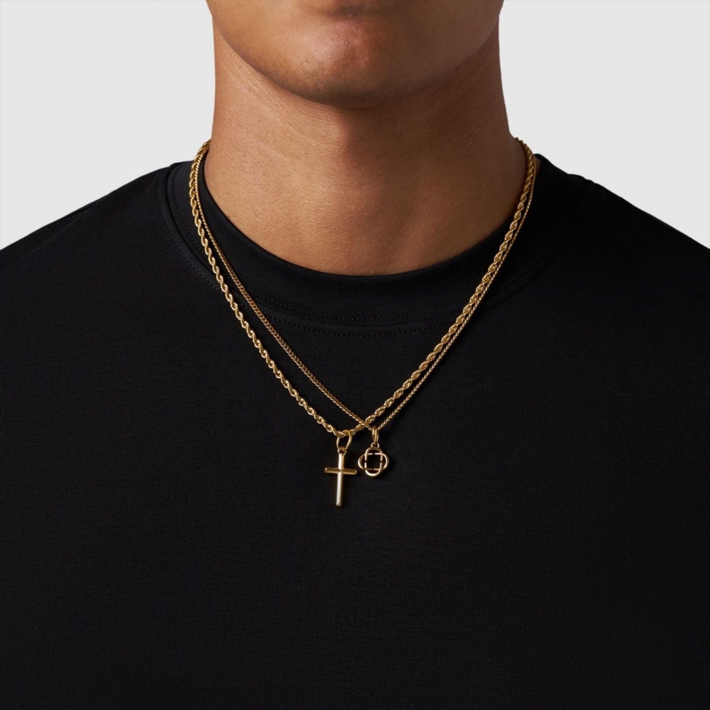 Gold Pendant Set | Unisex | Stainless Steel | Customisable Jewellery | Layered Necklace Set | Steven & Levon