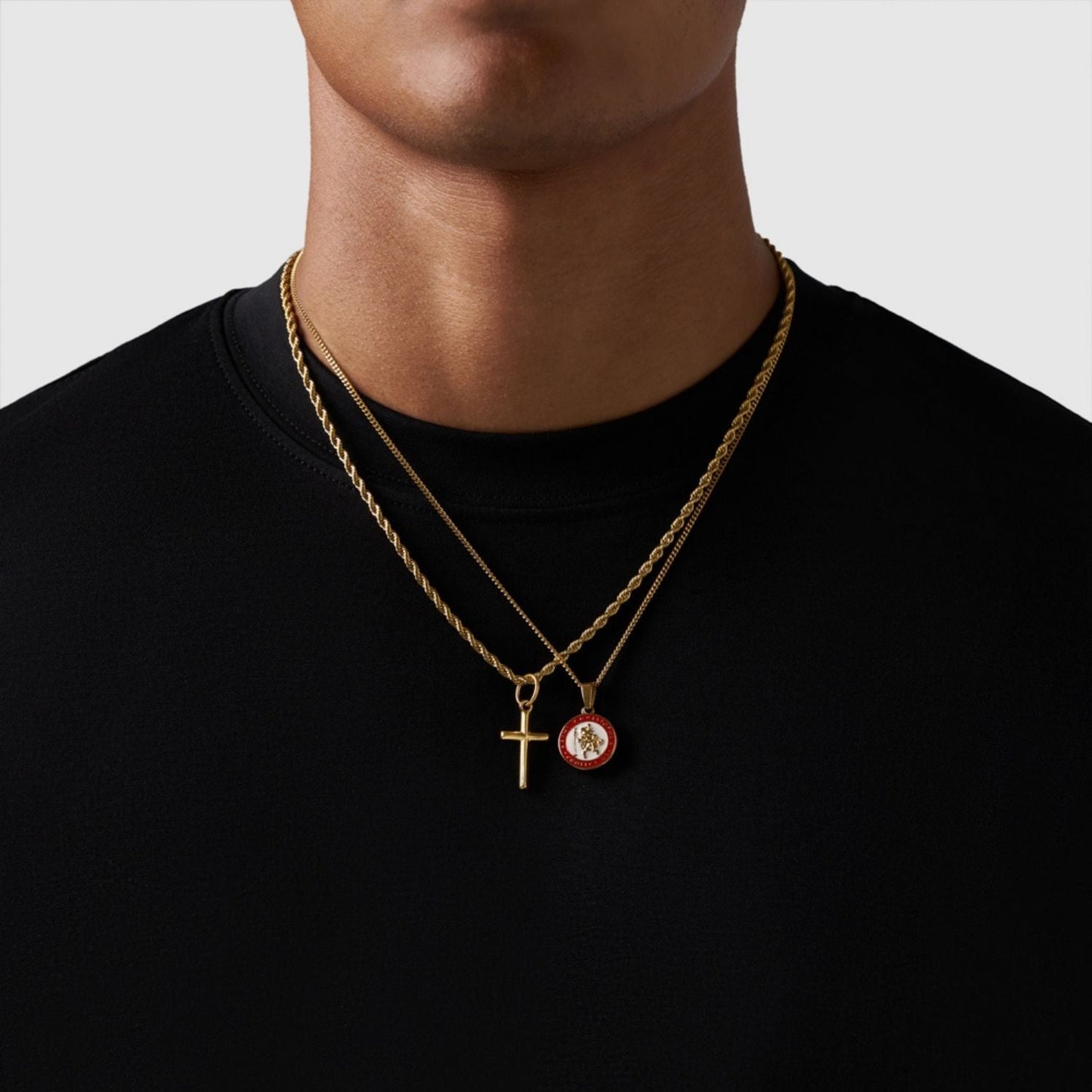 Gold Pendant Set | Unisex | Stainless Steel | Customisable Jewellery | Layered Necklace Set | Steven & Levon