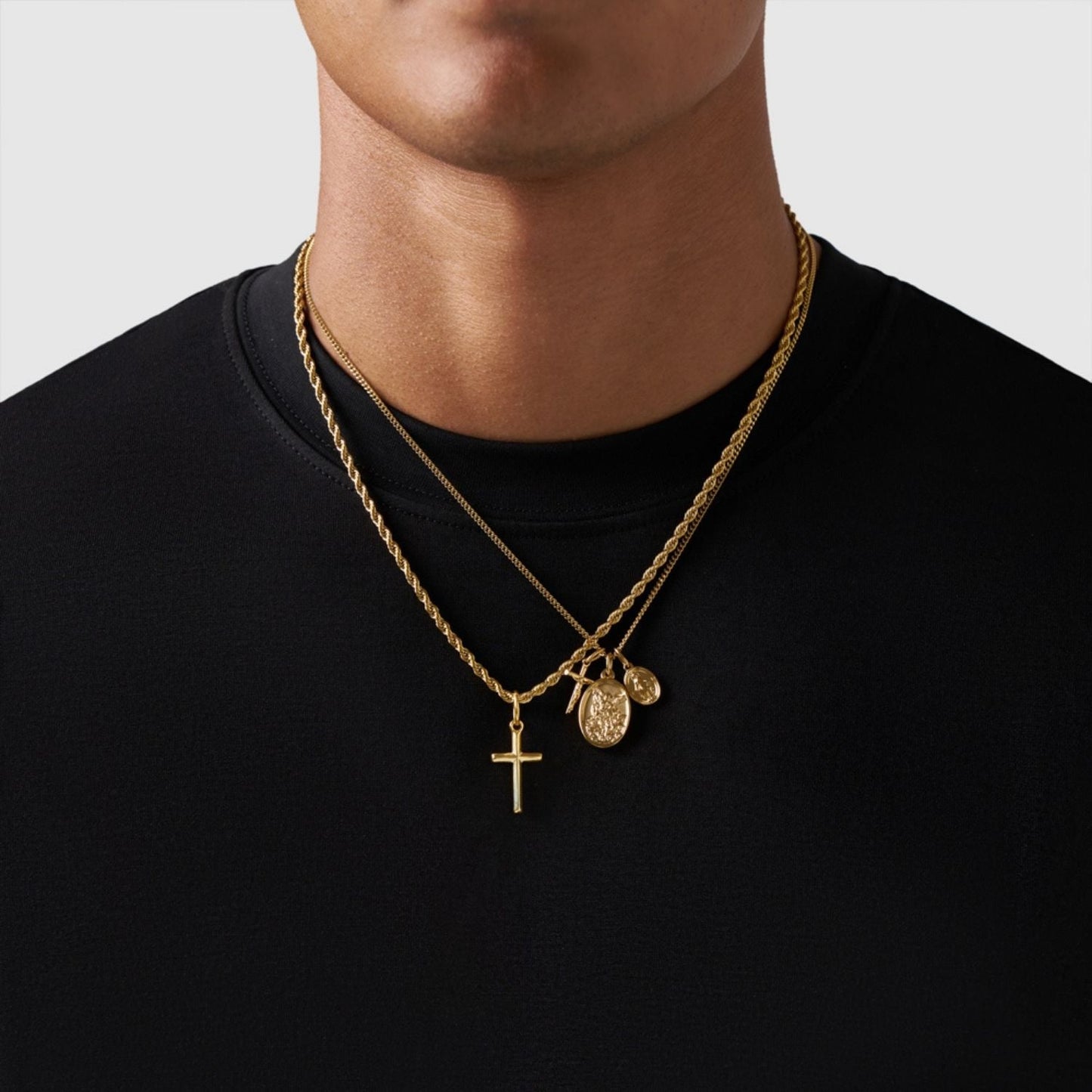 Gold Pendant Set | Unisex | Stainless Steel | Customisable Jewellery | Layered Necklace Set | Steven & Levon