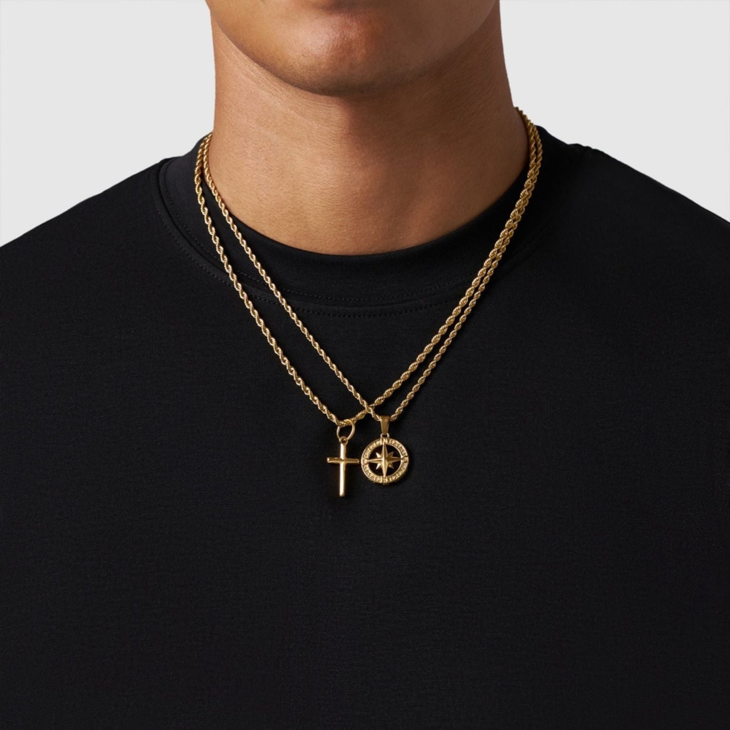 Gold Pendant Set | Unisex | Stainless Steel | Customisable Jewellery | Layered Necklace Set | Steven & Levon