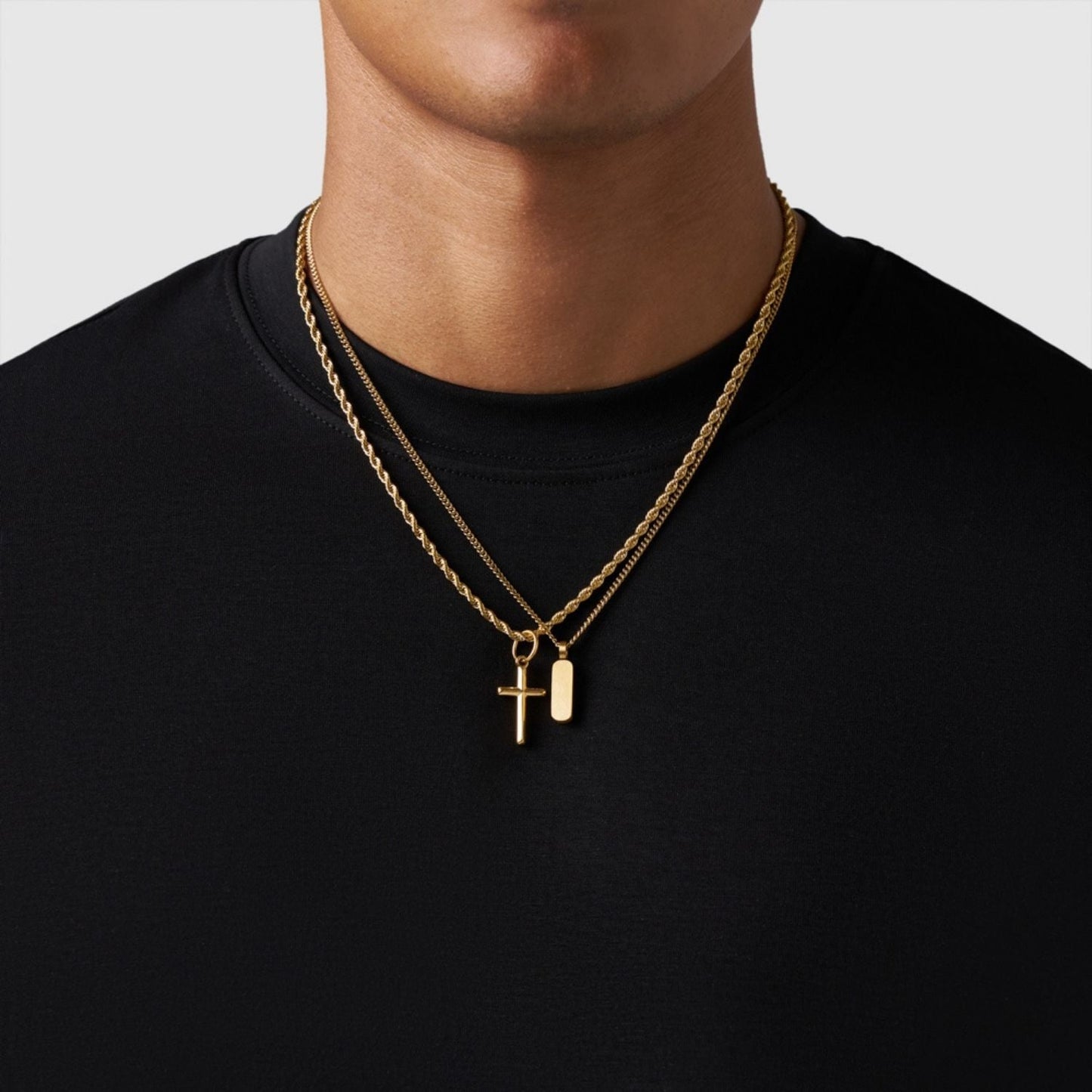Gold Pendant Set | Unisex | Stainless Steel | Customisable Jewellery | Layered Necklace Set | Steven & Levon