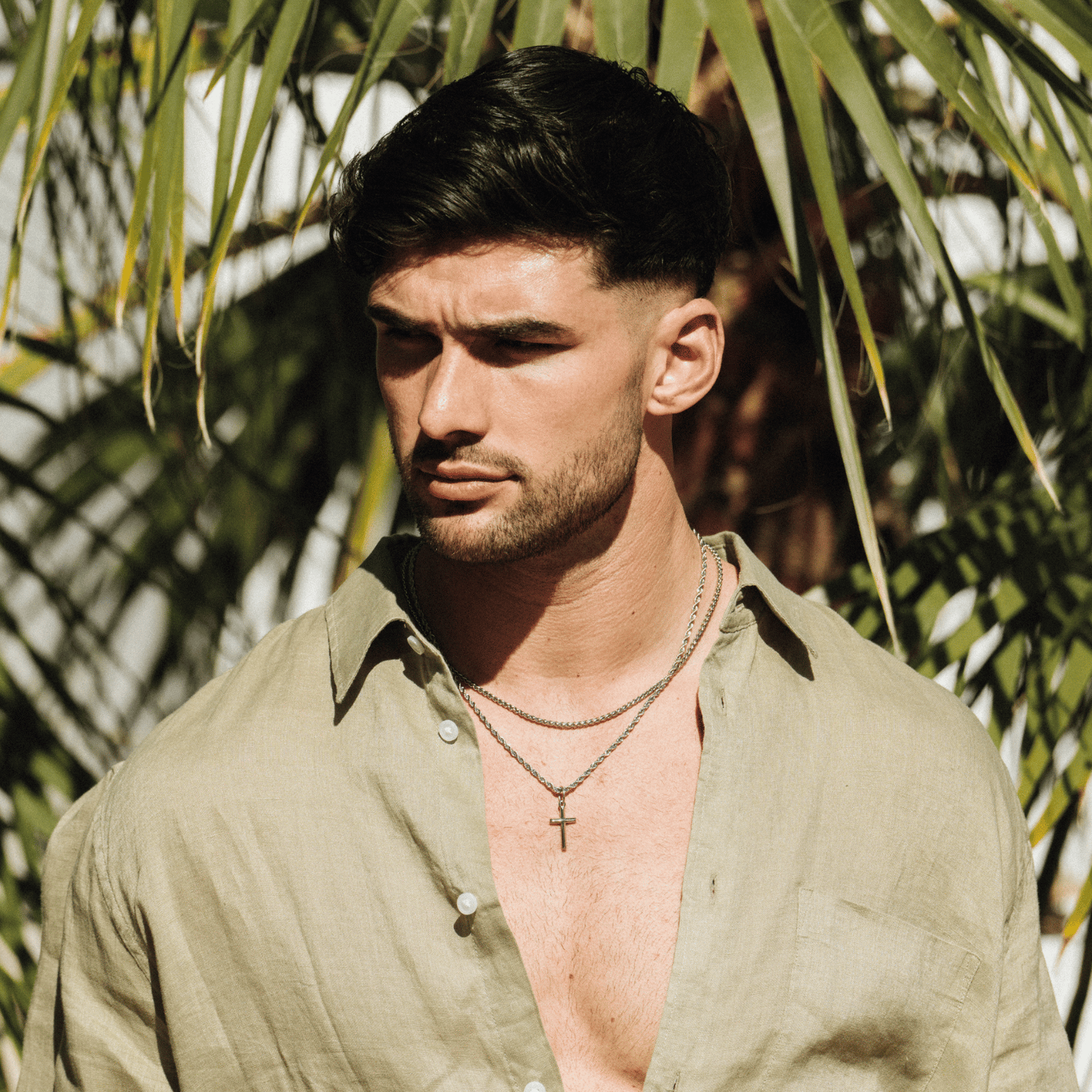 Silver Cross Necklace | Men | Stainless Steel | Religious Jewellery | Cuban Chain | Steven & Levon