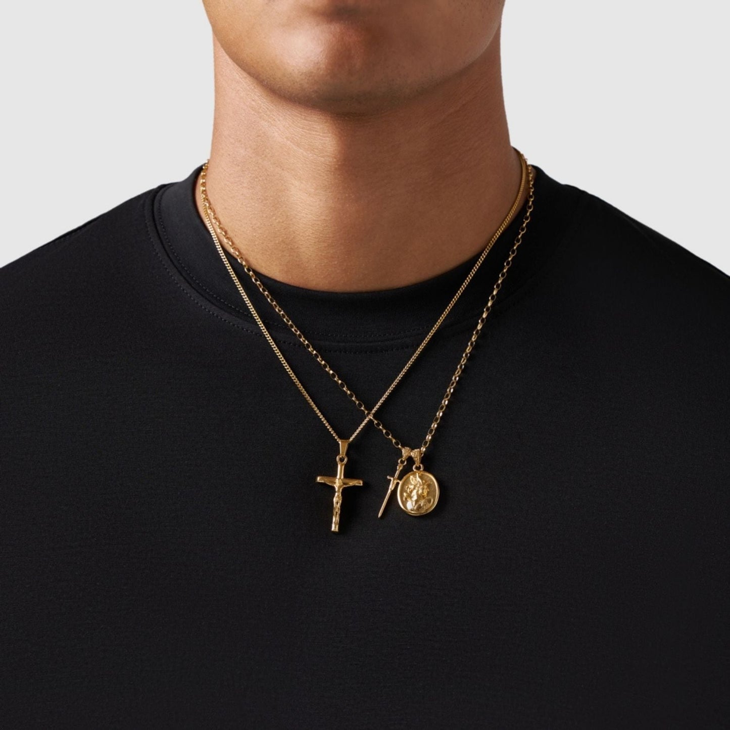 Gold Pendant Set | Unisex | Stainless Steel | Customisable Jewellery | Layered Necklace Set | Steven & Levon