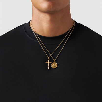 Gold Pendant Set | Unisex | Stainless Steel | Customisable Jewellery | Layered Necklace Set | Steven & Levon