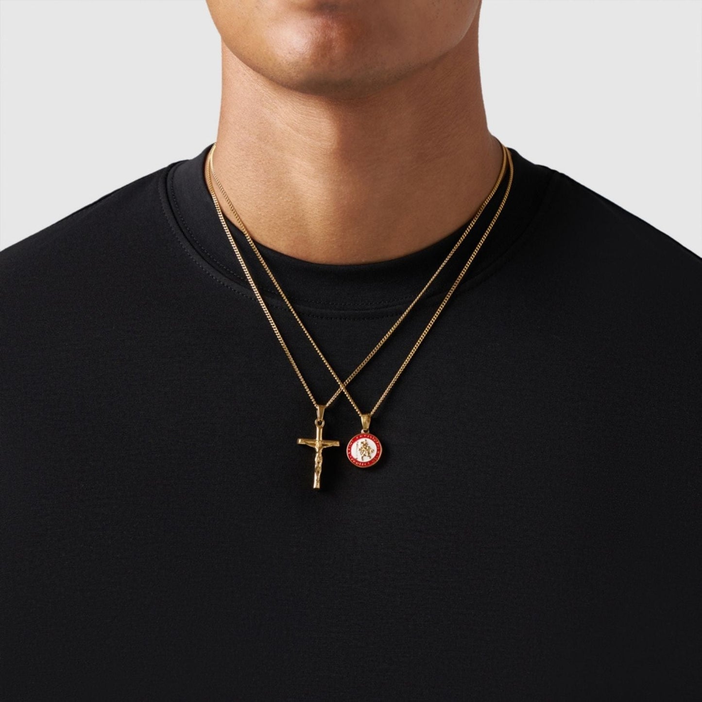 Gold Pendant Set | Unisex | Stainless Steel | Customisable Jewellery | Layered Necklace Set | Steven & Levon