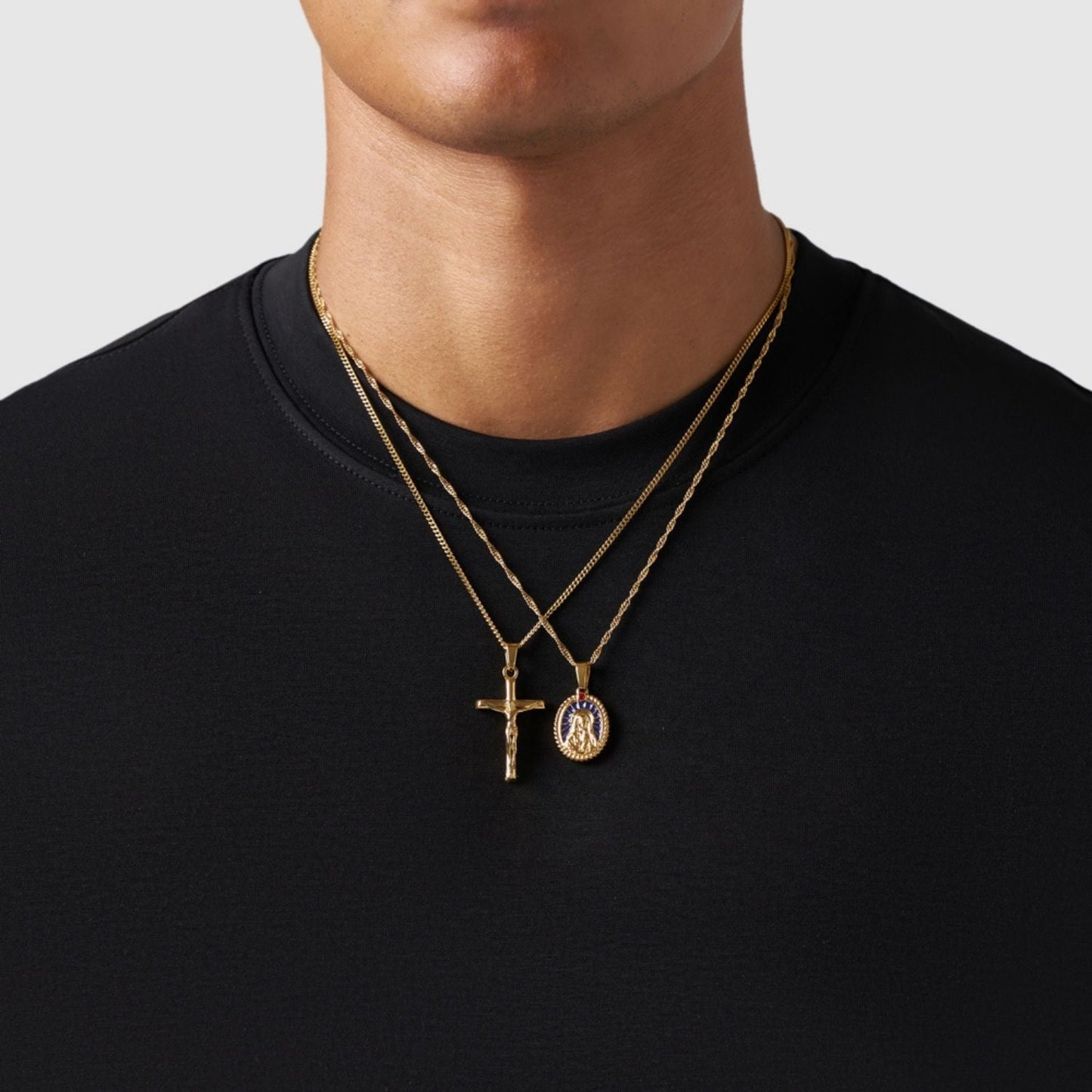 Gold Pendant Set | Unisex | Stainless Steel | Customisable Jewellery | Layered Necklace Set | Steven & Levon