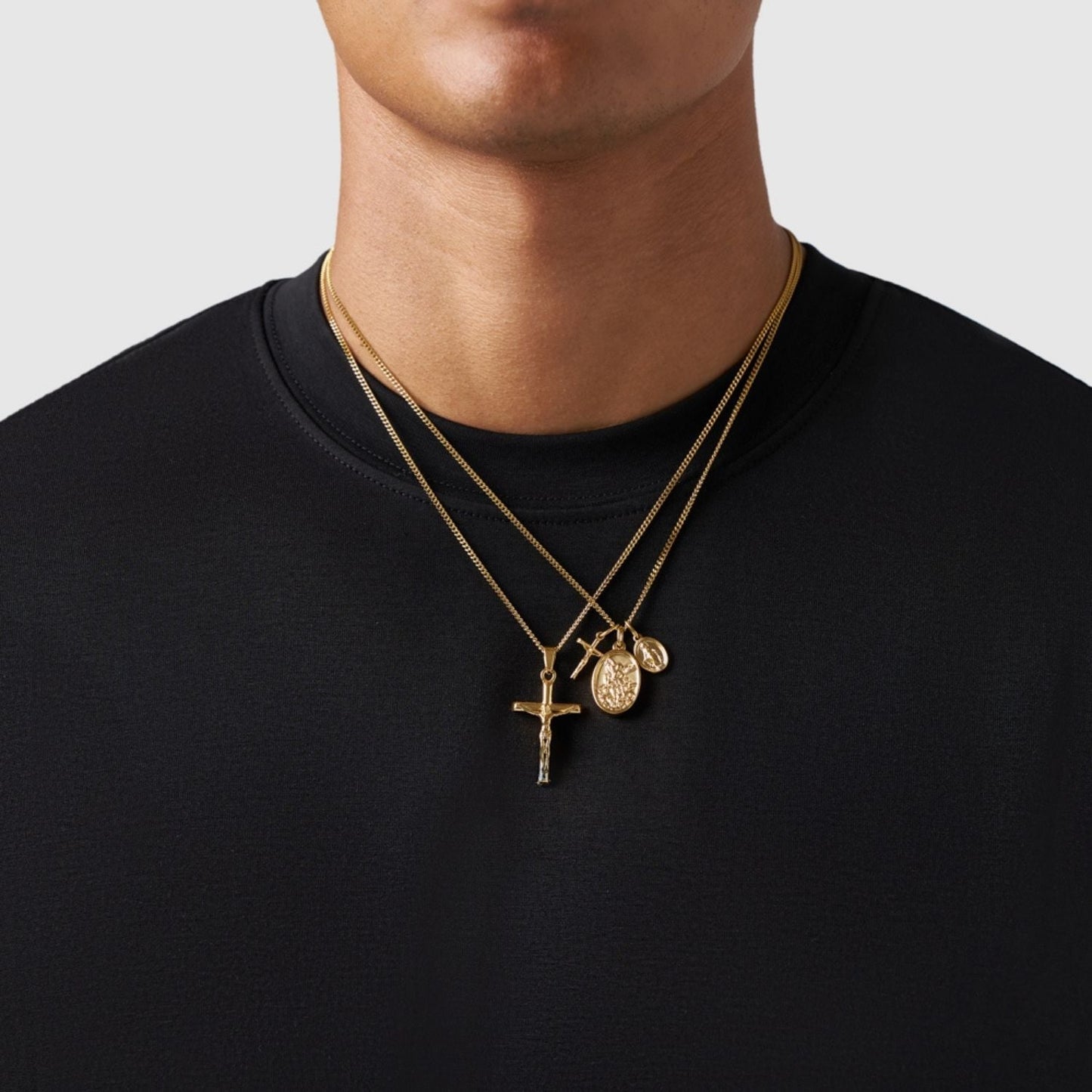 Gold Pendant Set | Unisex | Stainless Steel | Customisable Jewellery | Layered Necklace Set | Steven & Levon