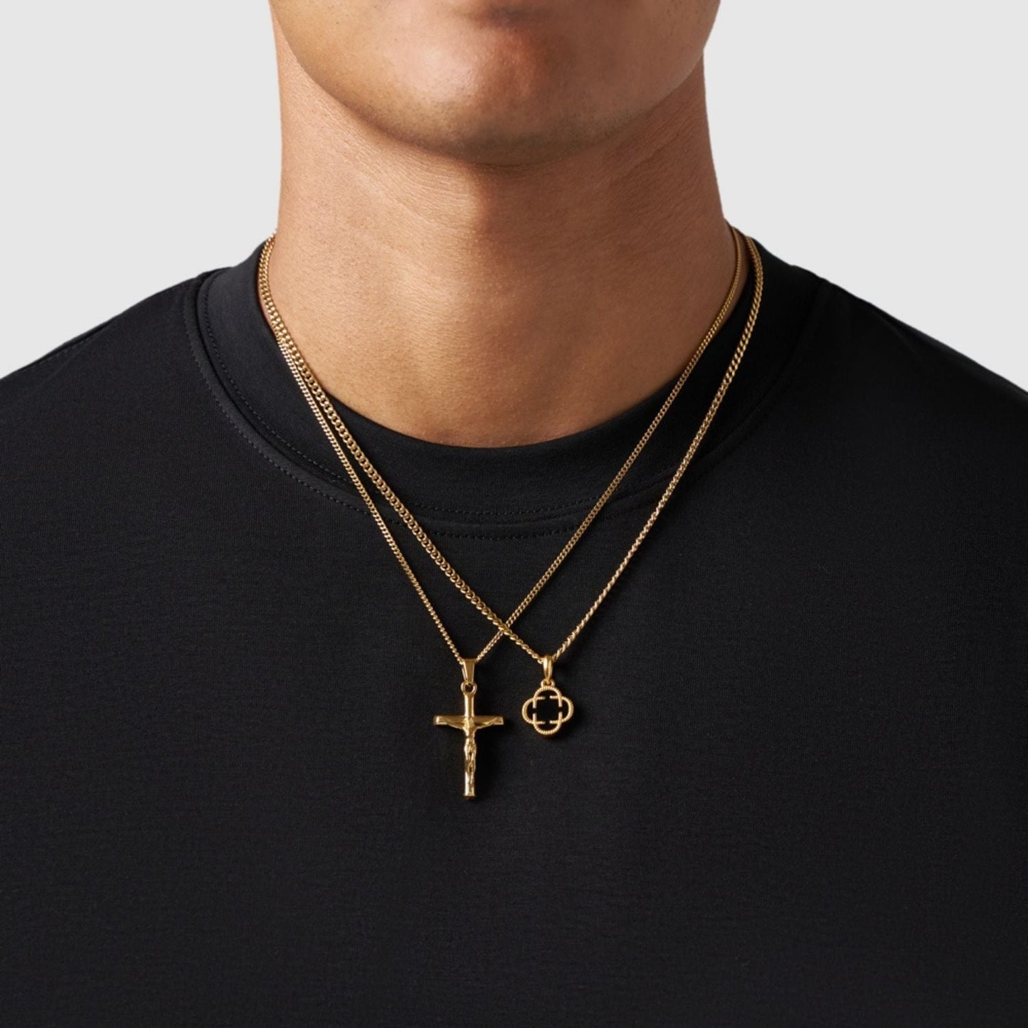 Gold Pendant Set | Unisex | Stainless Steel | Customisable Jewellery | Layered Necklace Set | Steven & Levon