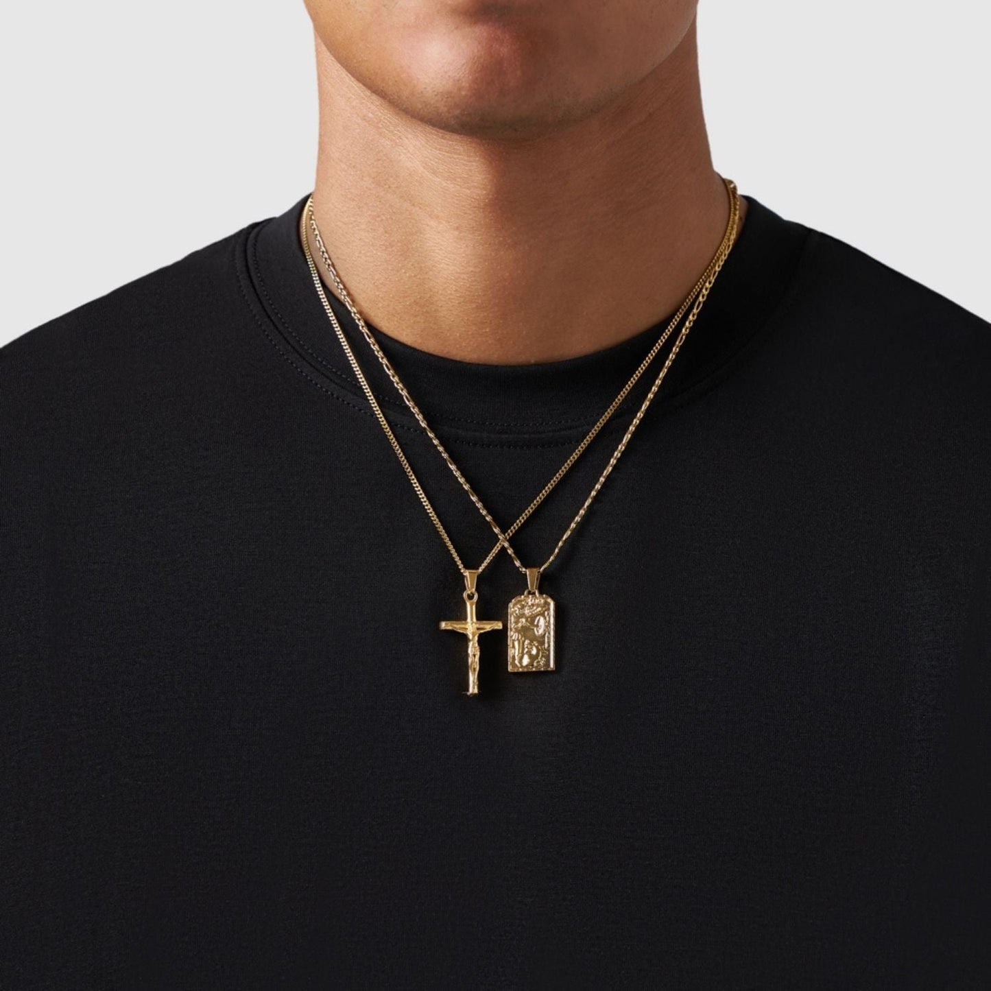 Gold Pendant Set | Unisex | Stainless Steel | Customisable Jewellery | Layered Necklace Set | Steven & Levon