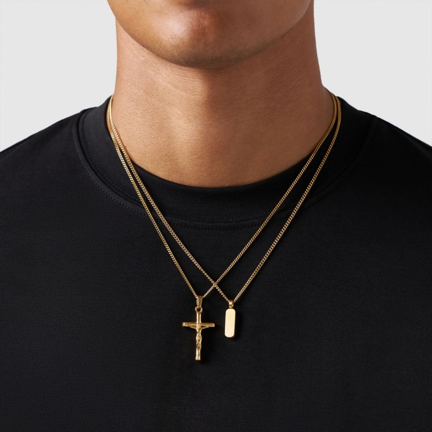 Gold Pendant Set | Unisex | Stainless Steel | Customisable Jewellery | Layered Necklace Set | Steven & Levon