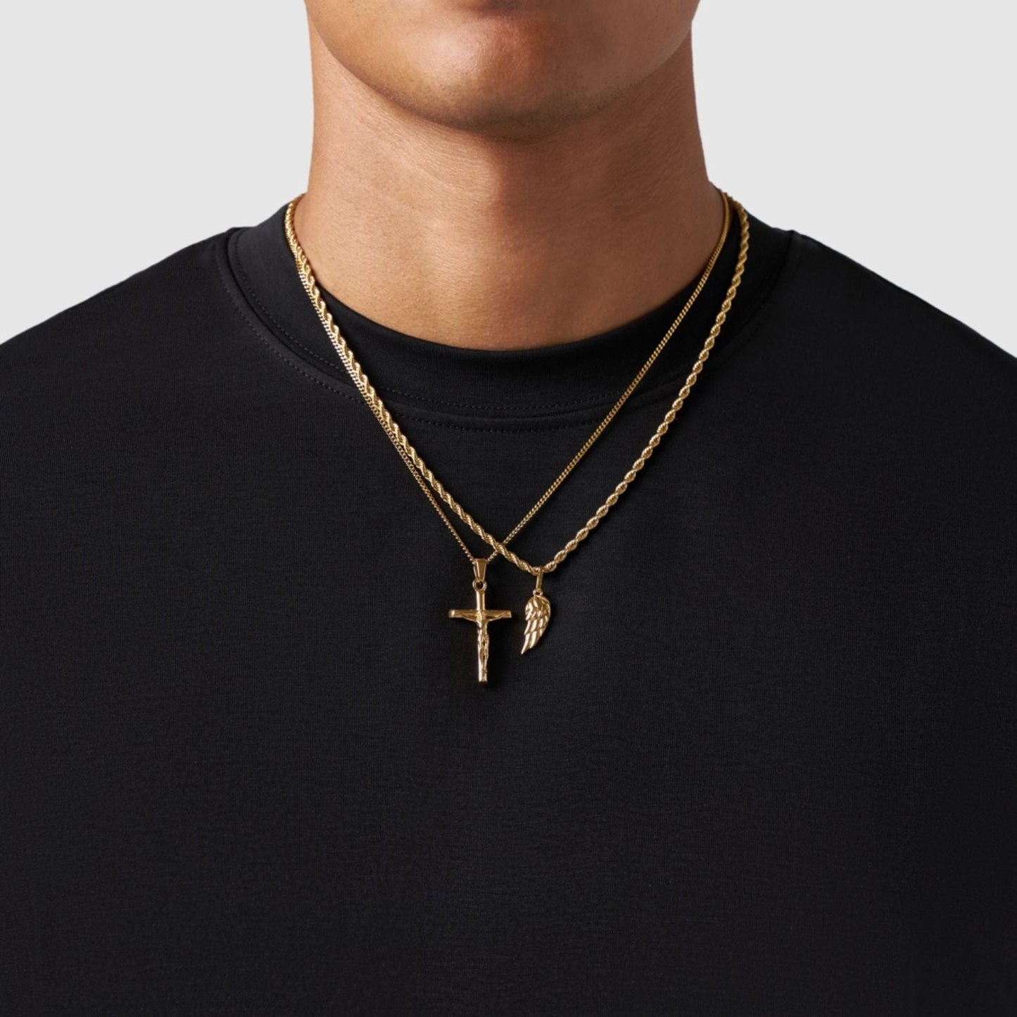 Gold Pendant Set | Unisex | Stainless Steel | Customisable Jewellery | Layered Necklace Set | Steven & Levon