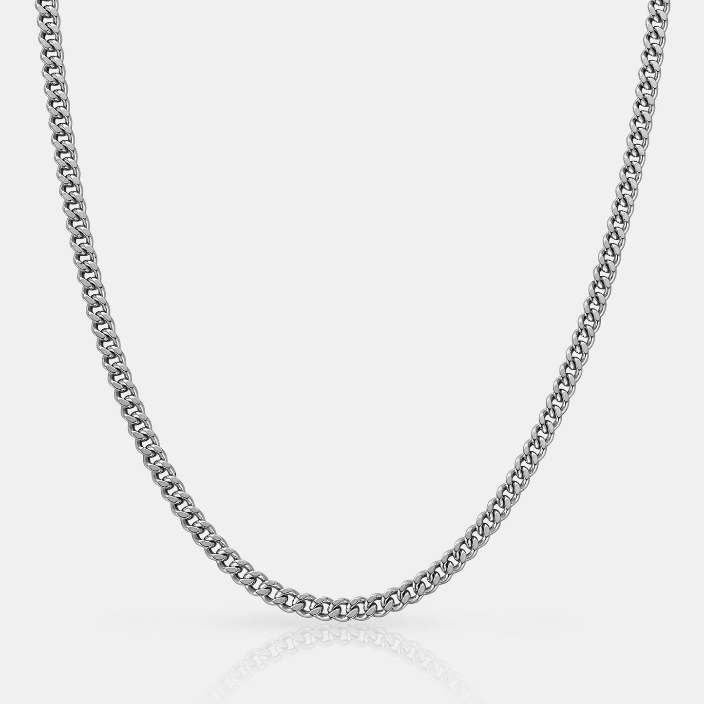 Men's Cuban Link Chain | 4mm | 316L Stainless Steel | Rhodium Finish | Silver | Steven & Levon
