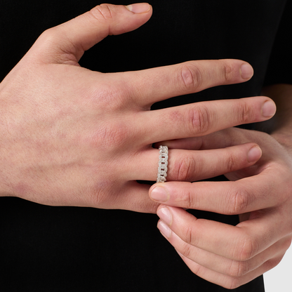 Iced Cuban Band Ring | Gold or Silver | Unisex | Stainless Steel | 6mm | Cubic Zirconia | Steven & Levon
