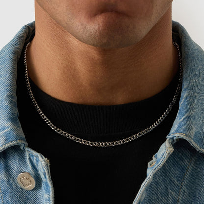 Men's Cuban Link Chain | 4mm | 316L Stainless Steel | Rhodium Finish | Silver | Steven & Levon
