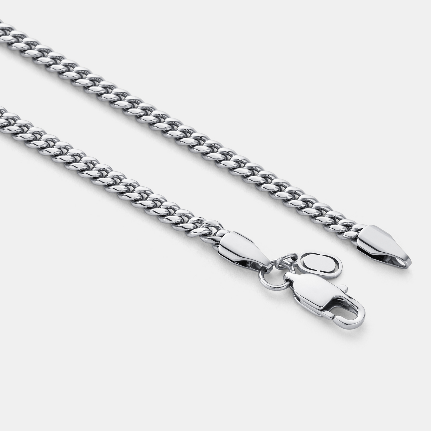 Men's Cuban Link Chain | 4mm | 316L Stainless Steel | Rhodium Finish | Silver | Steven & Levon