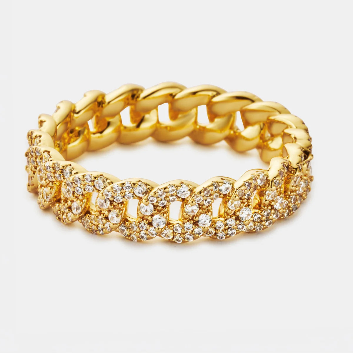 Iced Cuban Band Ring | Gold or Silver | Unisex | Stainless Steel | 6mm | Cubic Zirconia | Steven & Levon