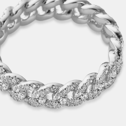 Iced Cuban Band Ring | Gold or Silver | Unisex | Stainless Steel | 6mm | Cubic Zirconia | Steven & Levon