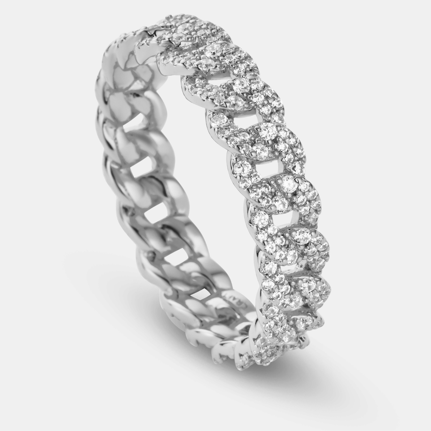 Iced Cuban Band Ring | Gold or Silver | Unisex | Stainless Steel | 6mm | Cubic Zirconia | Steven & Levon