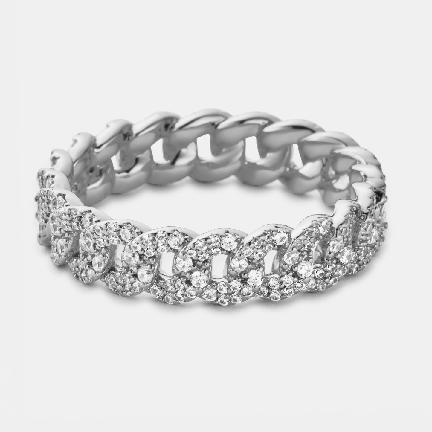 Iced Cuban Band Ring | Gold or Silver | Unisex | Stainless Steel | 6mm | Cubic Zirconia | Steven & Levon