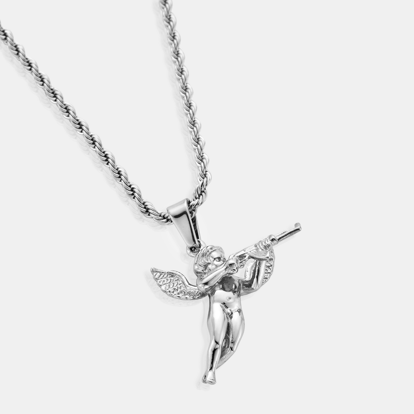 Silver Cupid's Revenge Pendant | Men | Stainless Steel | Gothic Heart Design | Statement Necklace | Steven & Levon