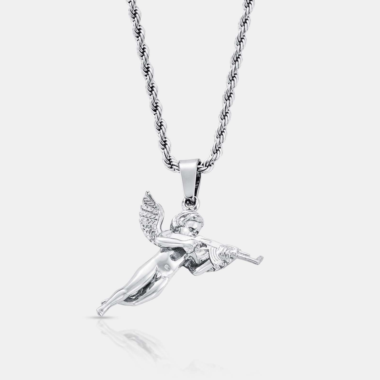Silver Cupid's Revenge Pendant | Men | Stainless Steel | Gothic Heart Design | Statement Necklace | Steven & Levon