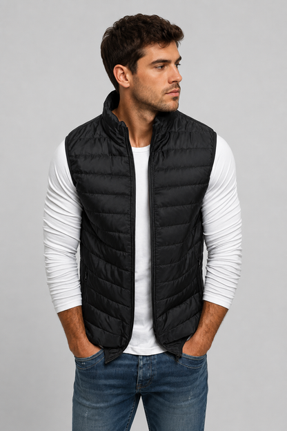 Men's Lightweight Bodywarmer Vest | Quilted Gilet | Zip Front | Warm Insulated | Steven & Levon